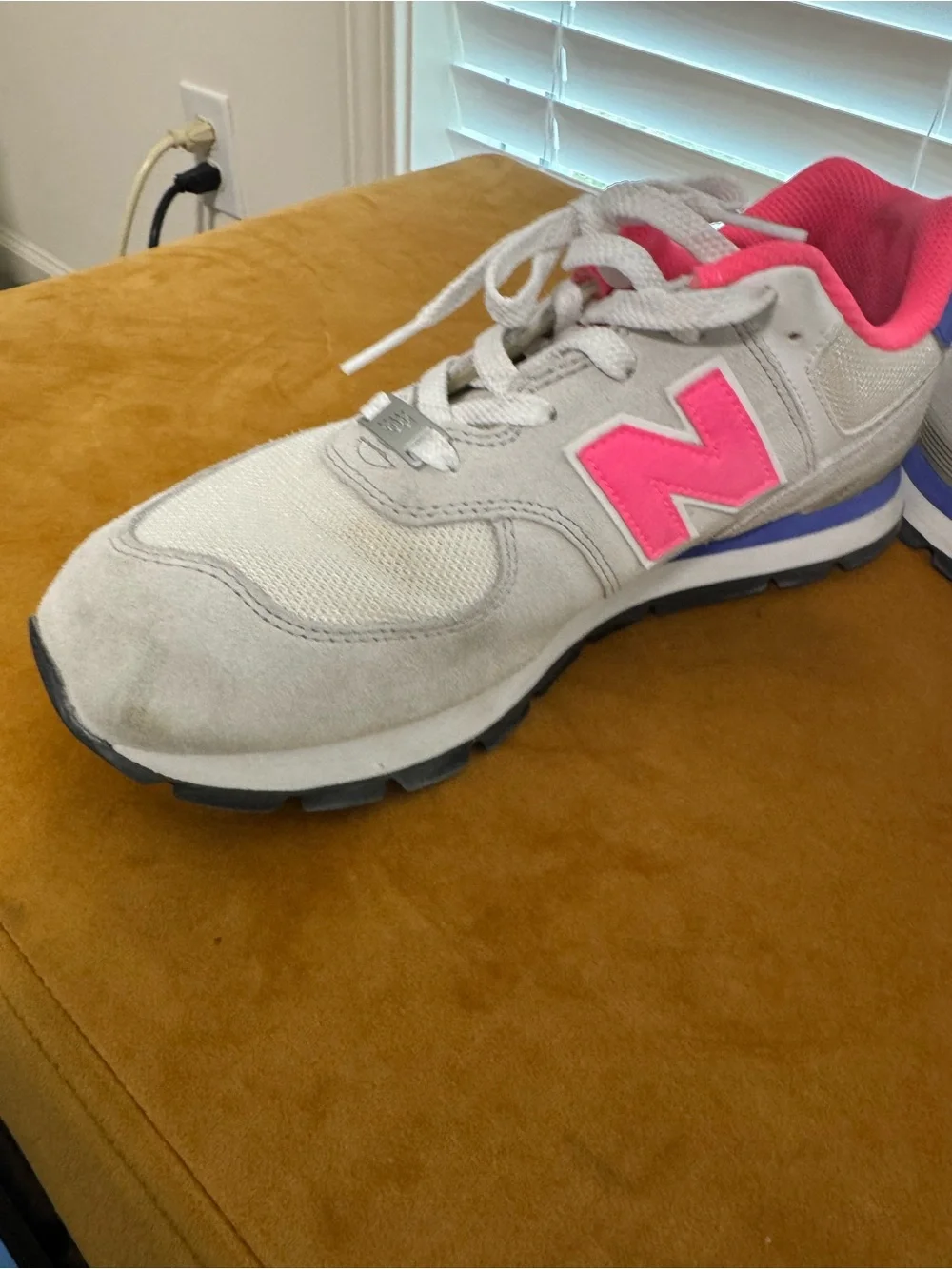 New Balance Light Gray with Hot Pink Accent Sneakers